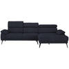 ECKSOFA Anthrazit Velours  - Anthrazit/Schwarz, Design, Textil/Metall (295/187cm) - Novel