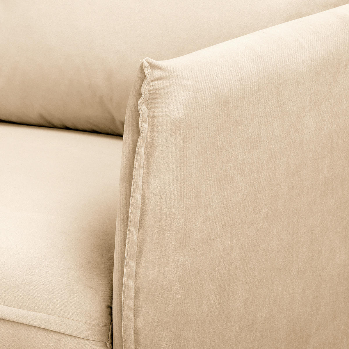 SESSEL in Samt Beige  - Beige/Schwarz, Design, Holz/Textil (74/86/100cm) - P & B