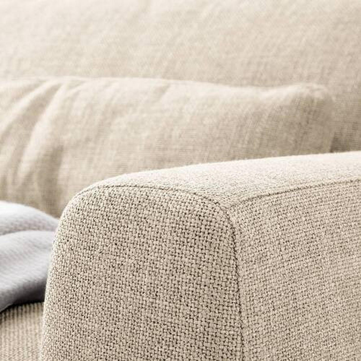 3-SITZER-SOFA in Webstoff Beige  - Beige/Schwarz, Design, Kunststoff/Textil (250/80/117cm) - home24