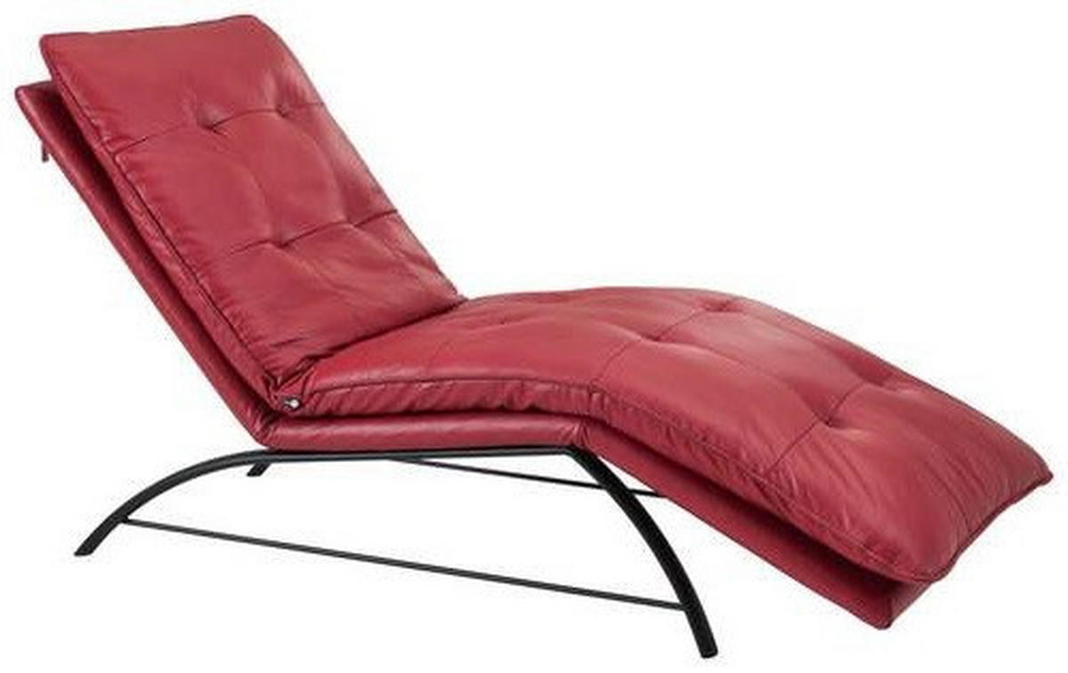 RELAXLIEGE mit Funktion Echtleder Rot  - Rot/Schwarz, Design, Leder/Metall (75/110/190cm) - Chilliano