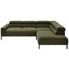 ECKSOFA in Feincord Dunkelgrün  - Dunkelgrün/Schwarz, Design, Textil/Metall (273/219cm) - Pure Home Lifestyle