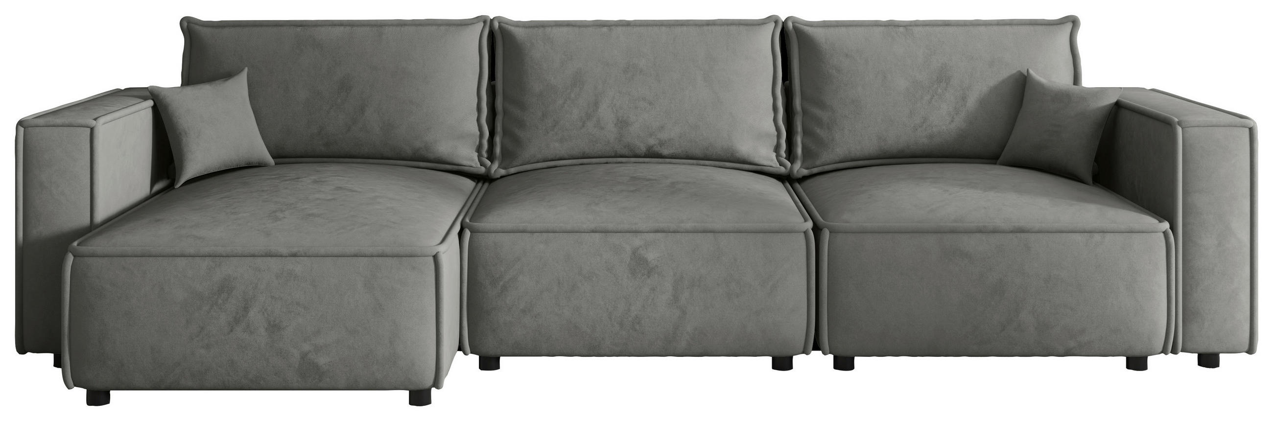 ECKSOFA Grau Webstoff Zierkissen, Rückenkissen, Rücken echt  - Schwarz/Grau, MODERN, Kunststoff/Textil (153/350cm) - Xora