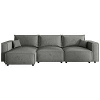 ECKSOFA Grau Webstoff Zierkissen, Rückenkissen, Rücken echt  - Schwarz/Grau, MODERN, Kunststoff/Textil (153/350cm) - Xora