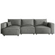 ECKSOFA Grau Webstoff Zierkissen, Rückenkissen, Rücken echt  - Schwarz/Grau, MODERN, Kunststoff/Textil (153/350cm) - Xora