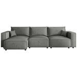 ECKSOFA Grau Webstoff Zierkissen, Rückenkissen, Rücken echt  - Schwarz/Grau, MODERN, Kunststoff/Textil (153/350cm) - Xora