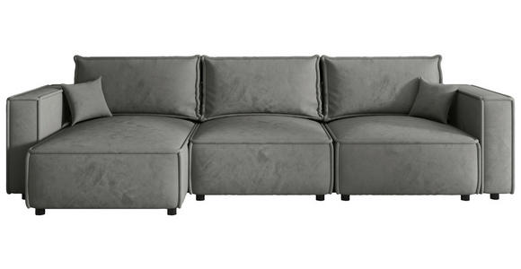 ECKSOFA Grau Webstoff Zierkissen, Rückenkissen, Rücken echt  - Schwarz/Grau, MODERN, Kunststoff/Textil (153/350cm) - Xora