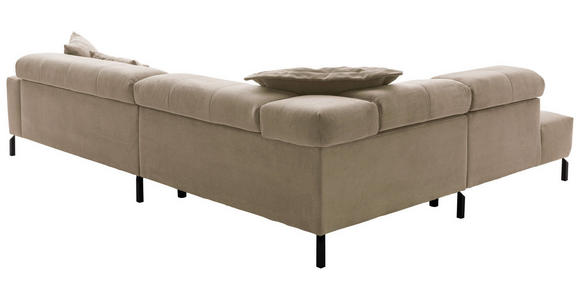 ECKSOFA in Cord Taupe  - Taupe/Schwarz, KONVENTIONELL, Textil/Metall (219/311cm) - Hom`in