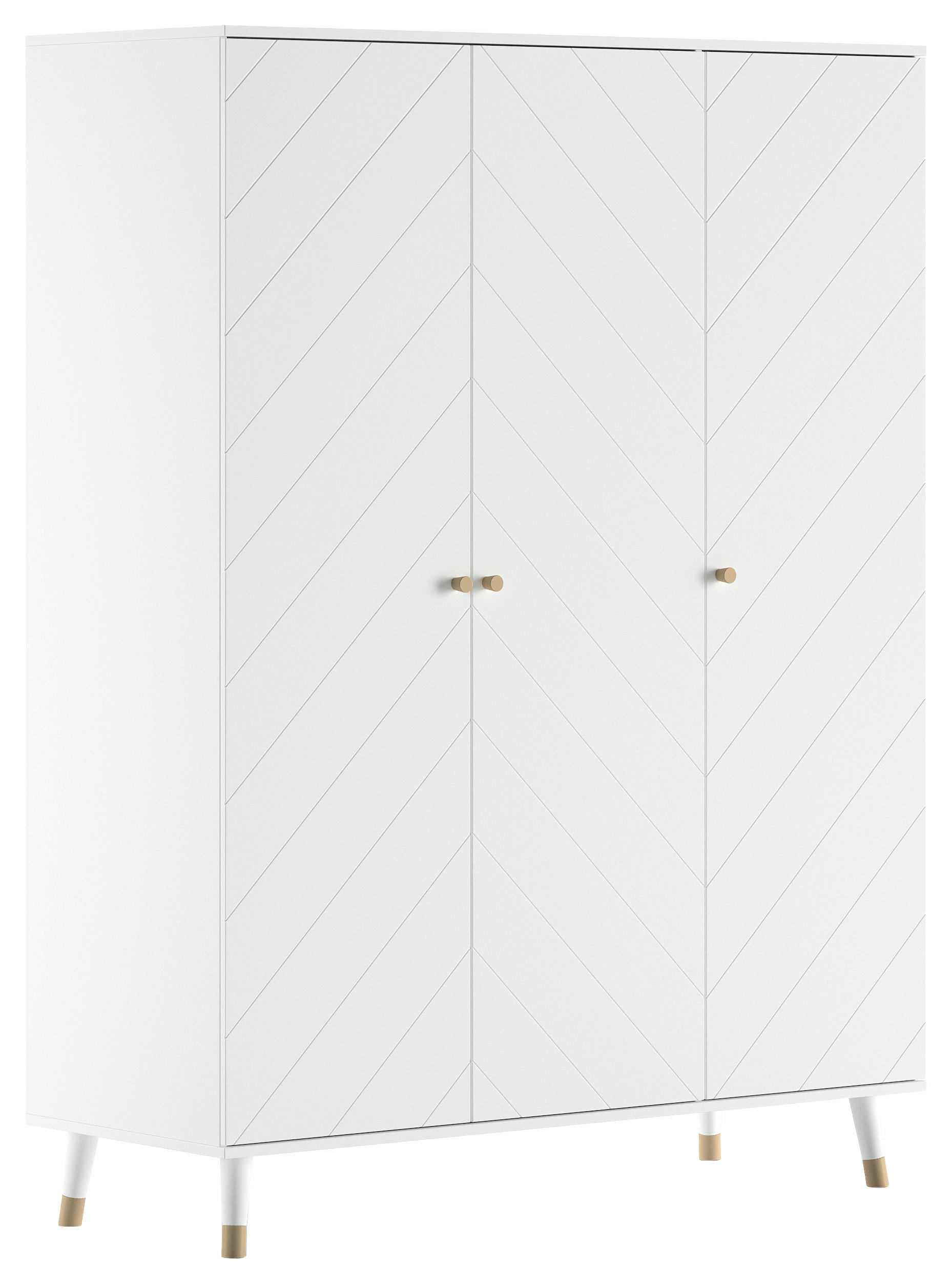  KINDERKLEIDERSCHRANK Weiß  - Goldfarben/Weiß, MODERN, Holzwerkstoff/Kunststoff (150/200/59cm) - MID.YOU