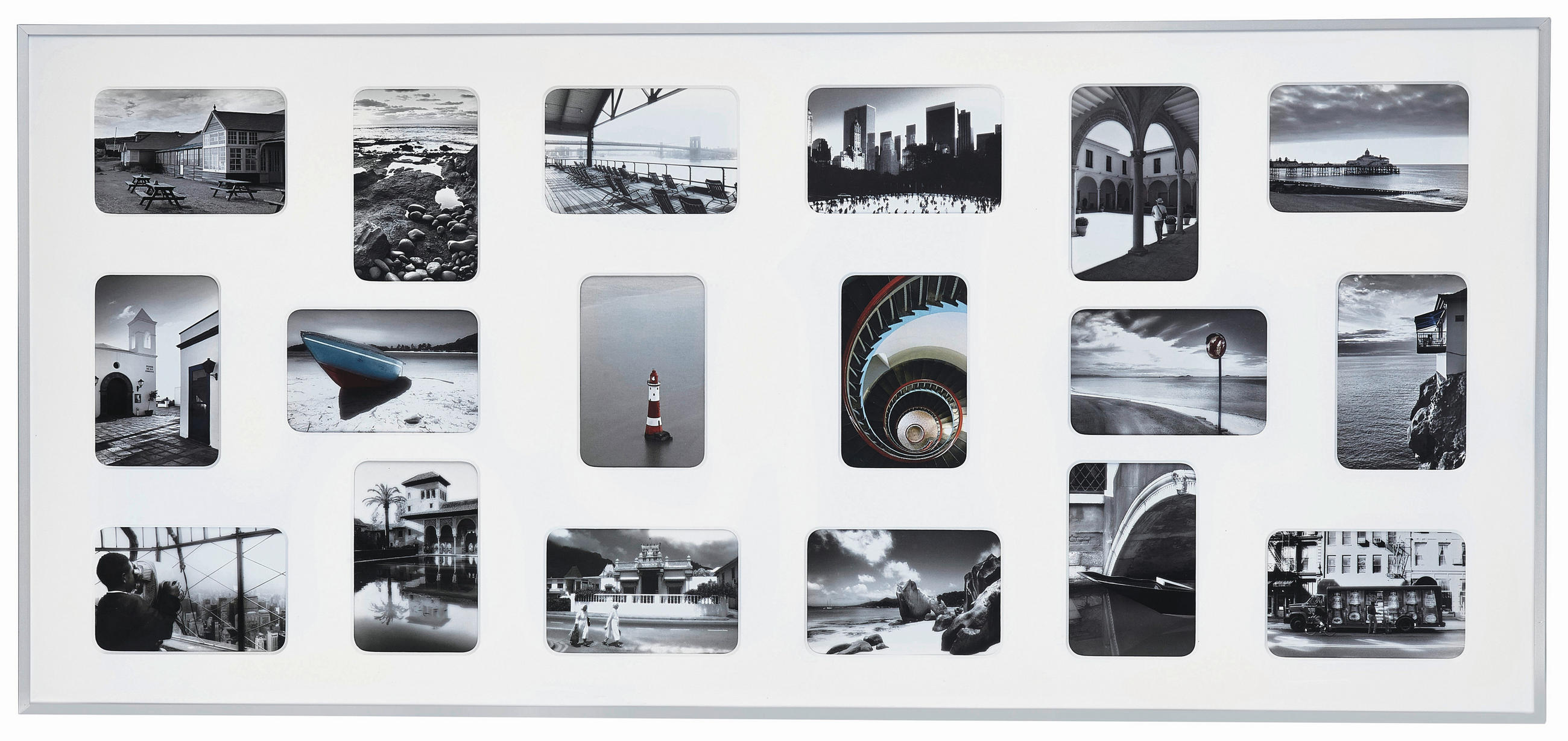 COLLAGEN-BILDERRAHMEN  Silberfarben, Weiß  - Silberfarben/Weiß, Basics, Metall (109,2/49,5cm) - Nielsen