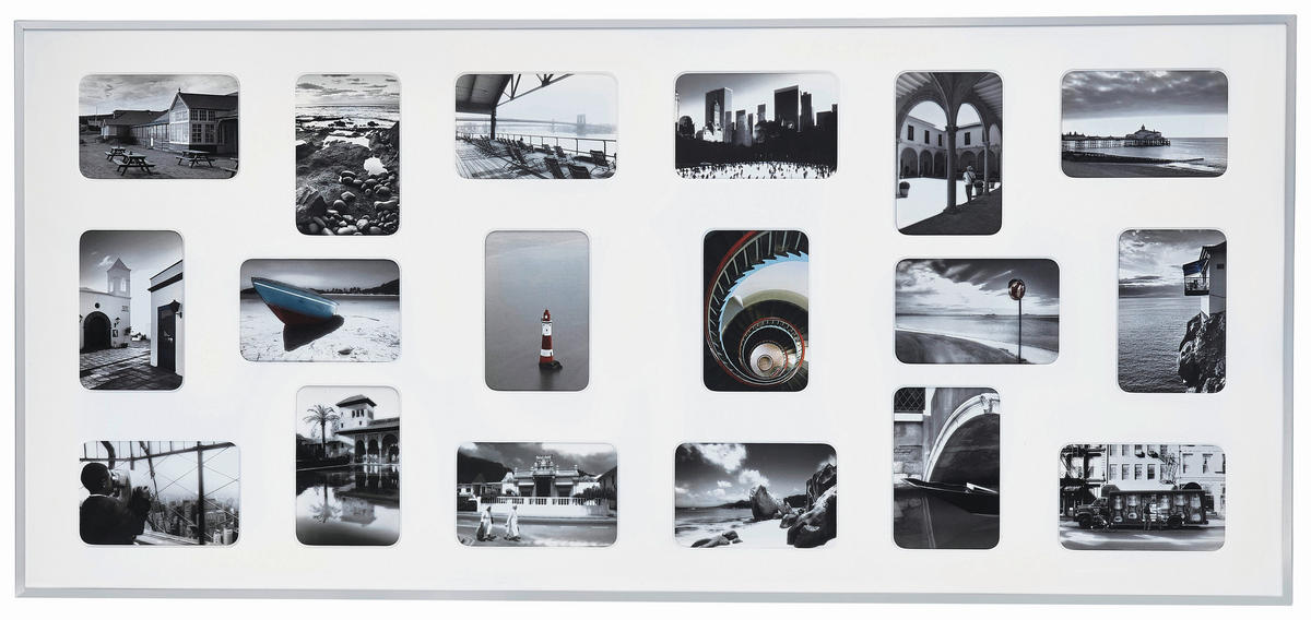 COLLAGEN-BILDERRAHMEN  Silberfarben, Weiß  - Silberfarben/Weiß, Basics, Metall (109,2/49,5cm) - Nielsen