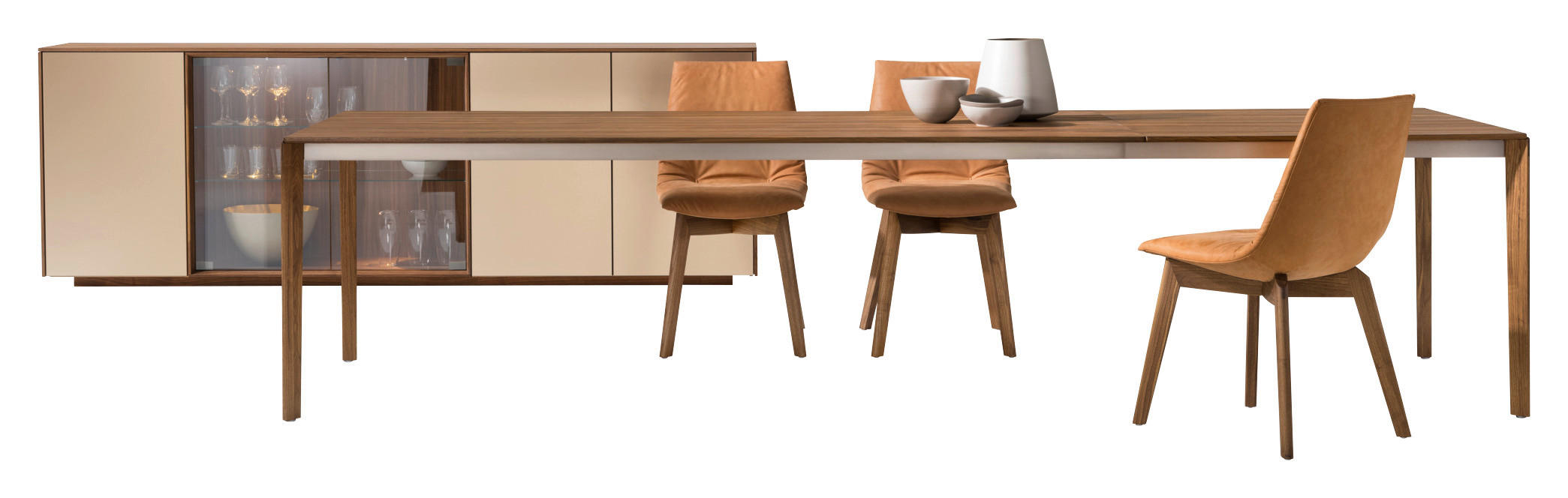 ESSTISCH in Holz, Metall 200(300)/100/75 cm  - Edelstahlfarben/Nussbaumfarben, Design, Holz/Metall (200(300)/100/75cm) - Team 7