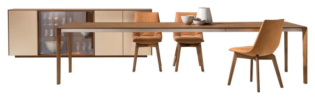 ESSTISCH in Holz, Metall 160(260)/100/75 cm  - Edelstahlfarben/Nussbaumfarben, Design, Holz/Metall (160(260)/100/75cm) - Team 7