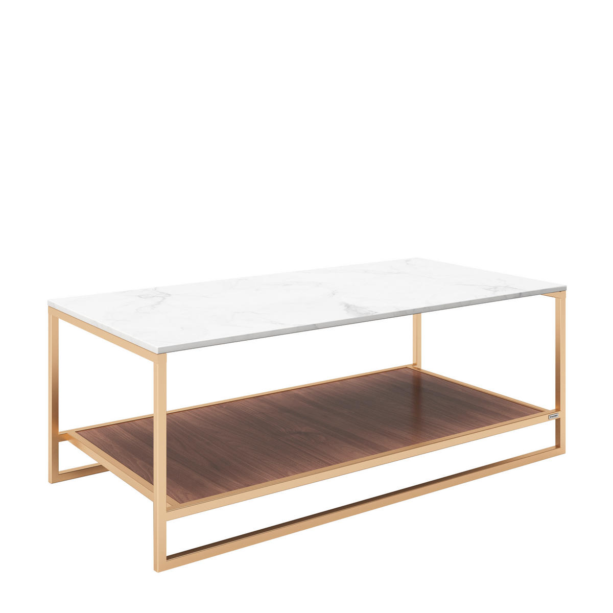 COUCHTISCH PLAYBOY 120/60/45 cm rechteckig Weiß, Nussbaumfarben, Goldfarben  - Nussbaumfarben/Goldfarben, KONVENTIONELL, Holzwerkstoff/Metall (120/60/45cm) - Playboy