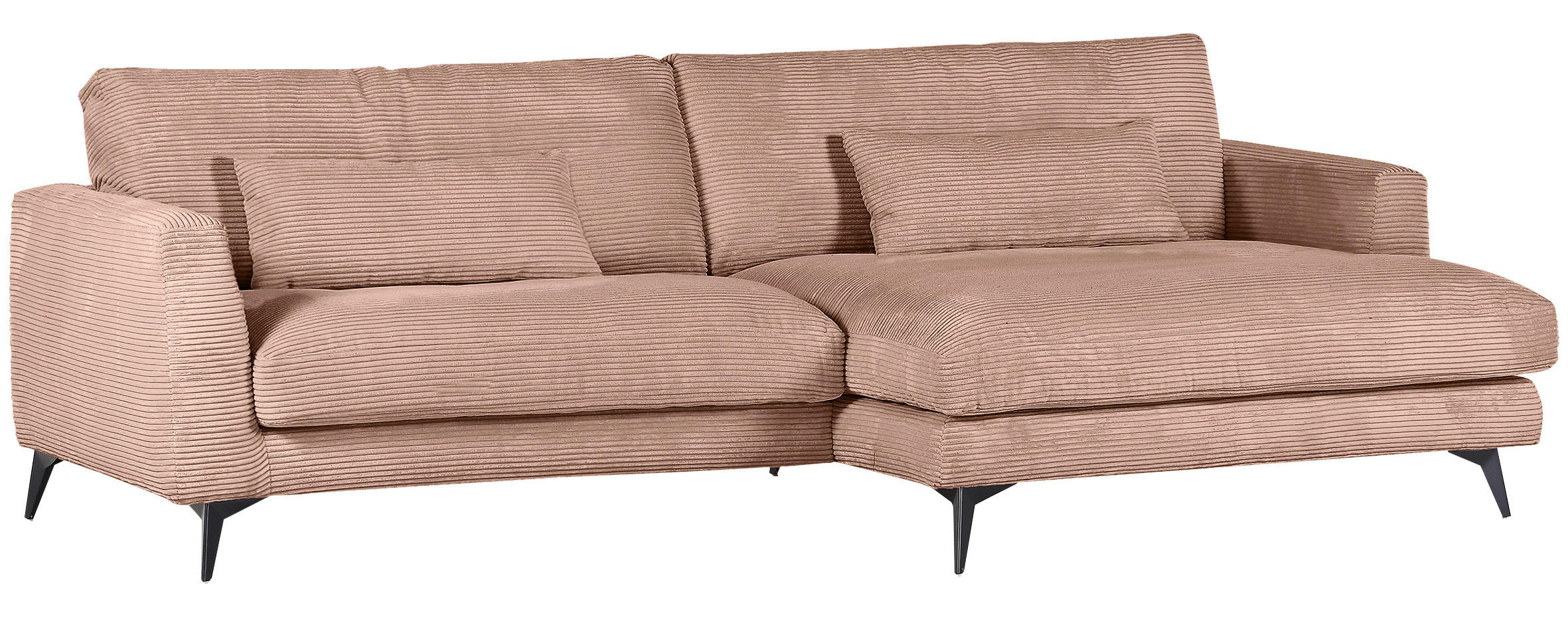 ECKSOFA Altrosa Cord  - Schwarz/Altrosa, LIFESTYLE, Textil/Metall (270/140cm) - Landscape