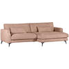 ECKSOFA in Cord Altrosa  - Schwarz/Altrosa, Lifestyle, Textil/Metall (270/140cm) - Livetastic
