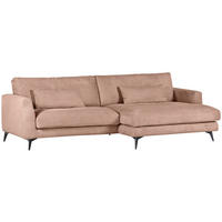 ECKSOFA in Cord Altrosa  - Schwarz/Altrosa, Lifestyle, Textil/Metall (270/140cm) - Livetastic
