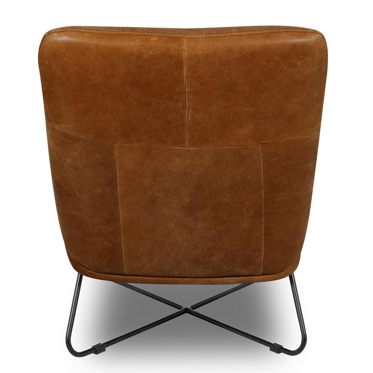 SESSELSET in Echtleder Cognac  - Cognac/Schwarz, Design, Leder/Metall (67/87/74cm) - Livetastic