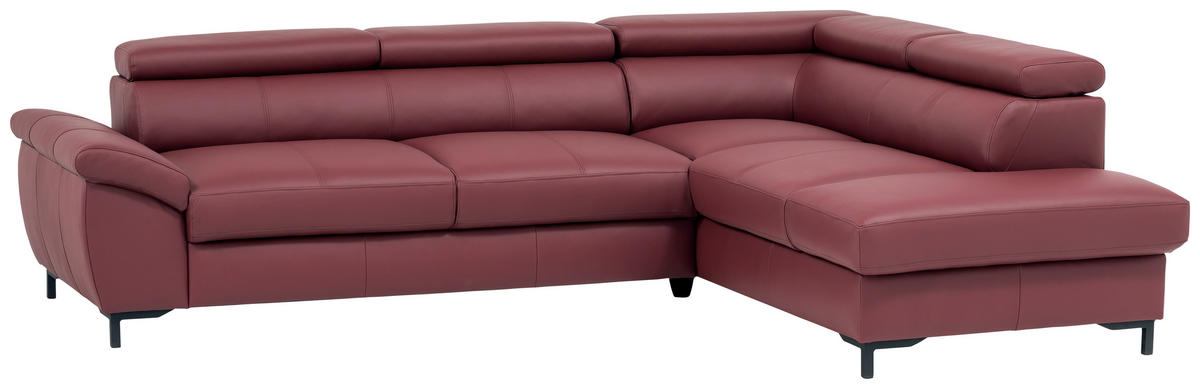 ROHOVÁ SEDACIA SÚPRAVA, koža, bordová - čierna/bordová, Design, kov/koža (268/213cm) - Celina Home