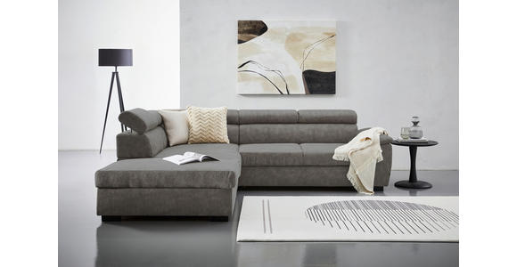 ECKSOFA in Lederlook Grau  230/263 cm  - Schwarz/Grau, Design, Kunststoff/Textil (230/263cm) - Hom`in