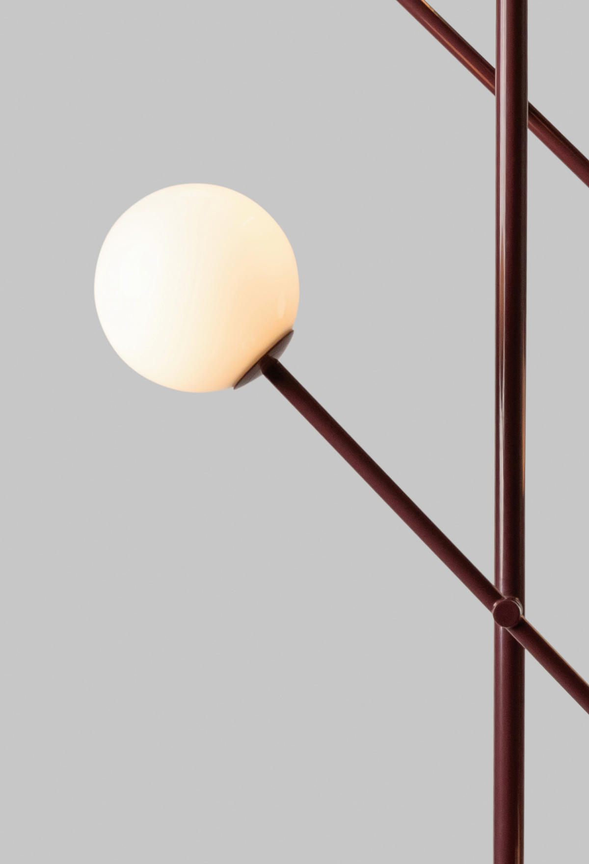 STEHLEUCHTE 47,5/63,5/165 cm    - Bordeaux/Weiß, Design, Glas/Metall (47,5/63,5/165cm) - It's about Romi