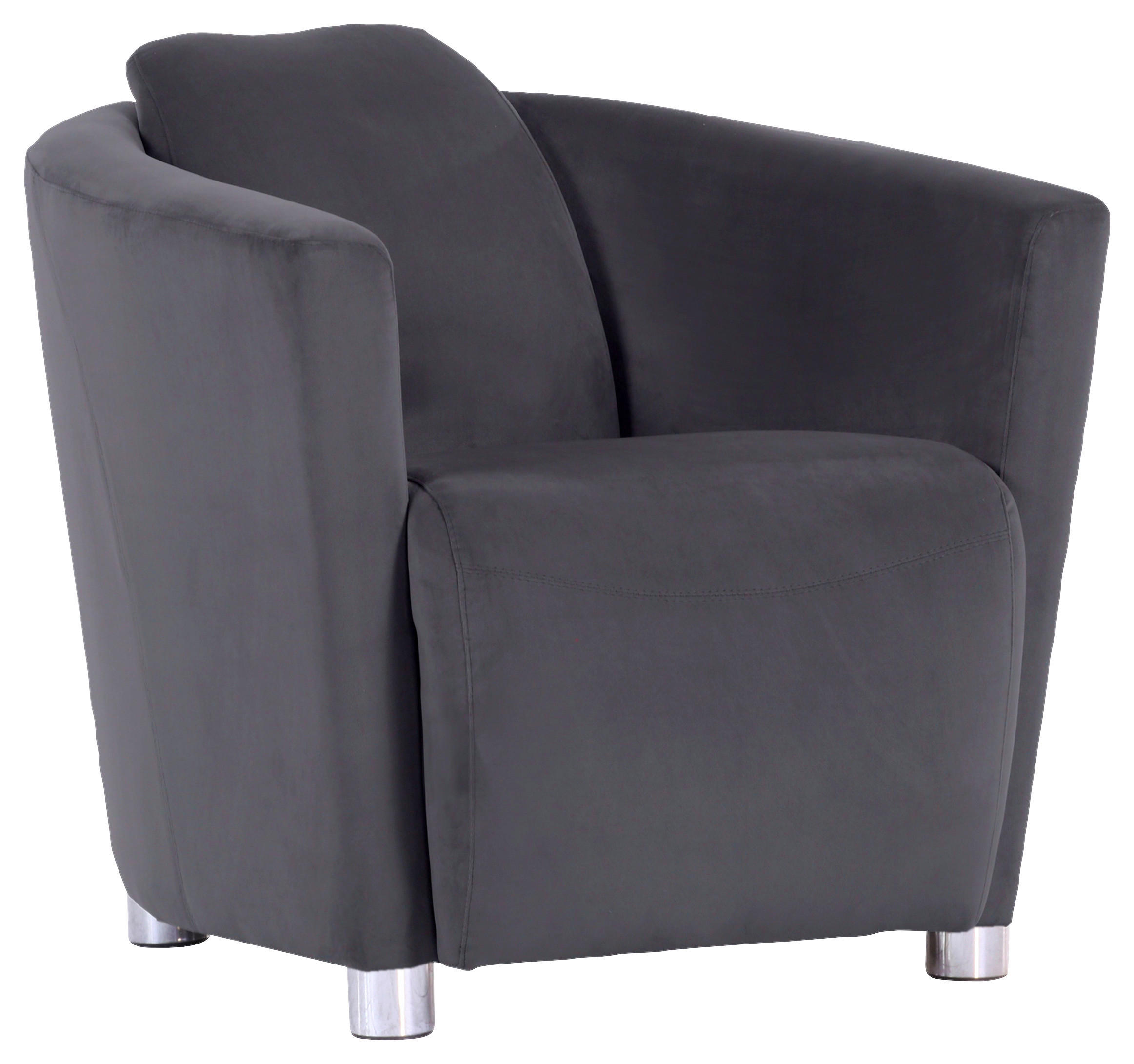 COCKTAILSESSEL Mikrofaser Dunkelgrau    - Chromfarben/Dunkelgrau, Design, Holzwerkstoff/Textil (72/72/85cm)