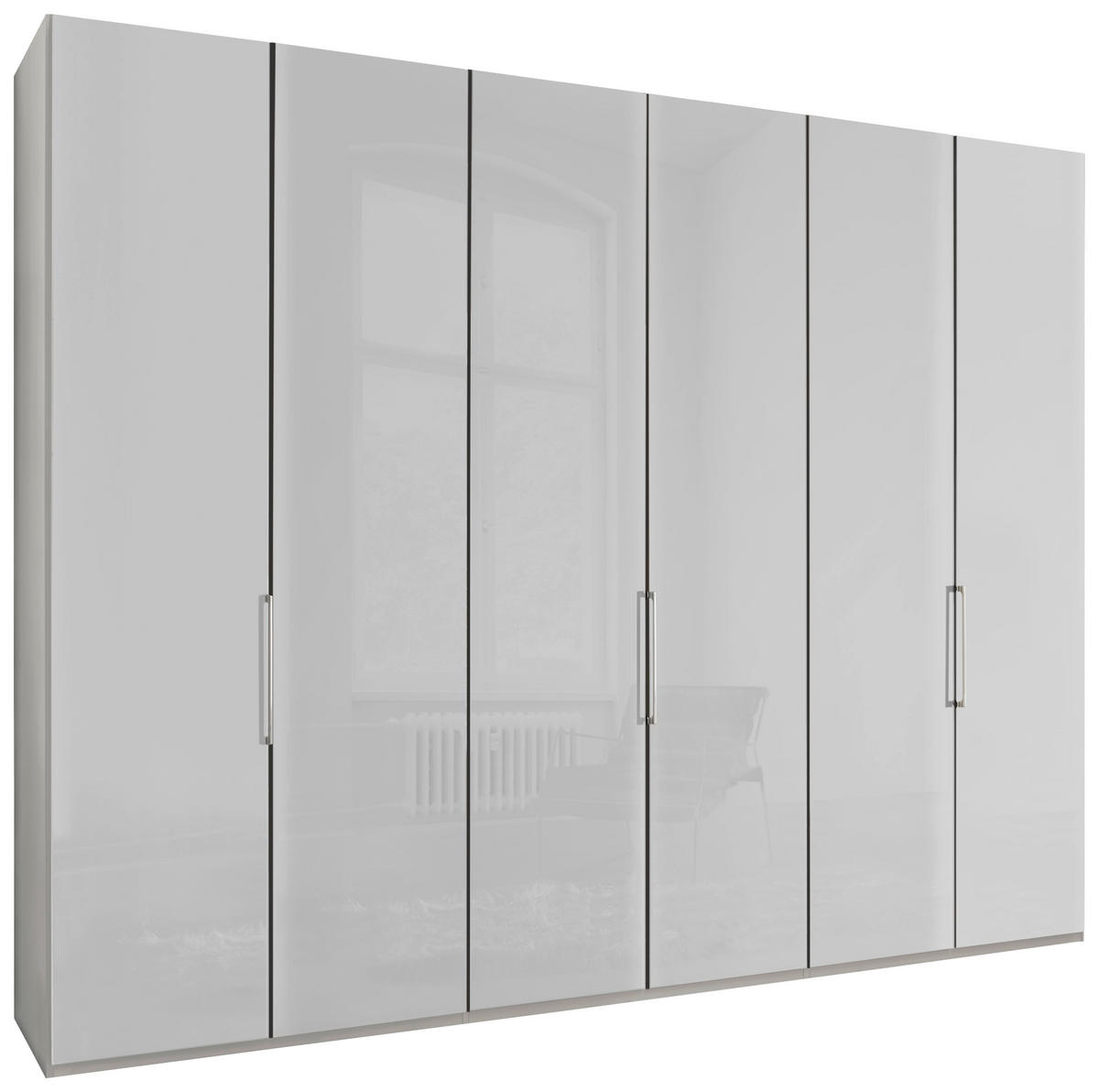 FALTTÜRENSCHRANK  in Weiß  - Chromfarben/Weiß, KONVENTIONELL, Glas/Holzwerkstoff (300/236/58cm) - Dieter Knoll