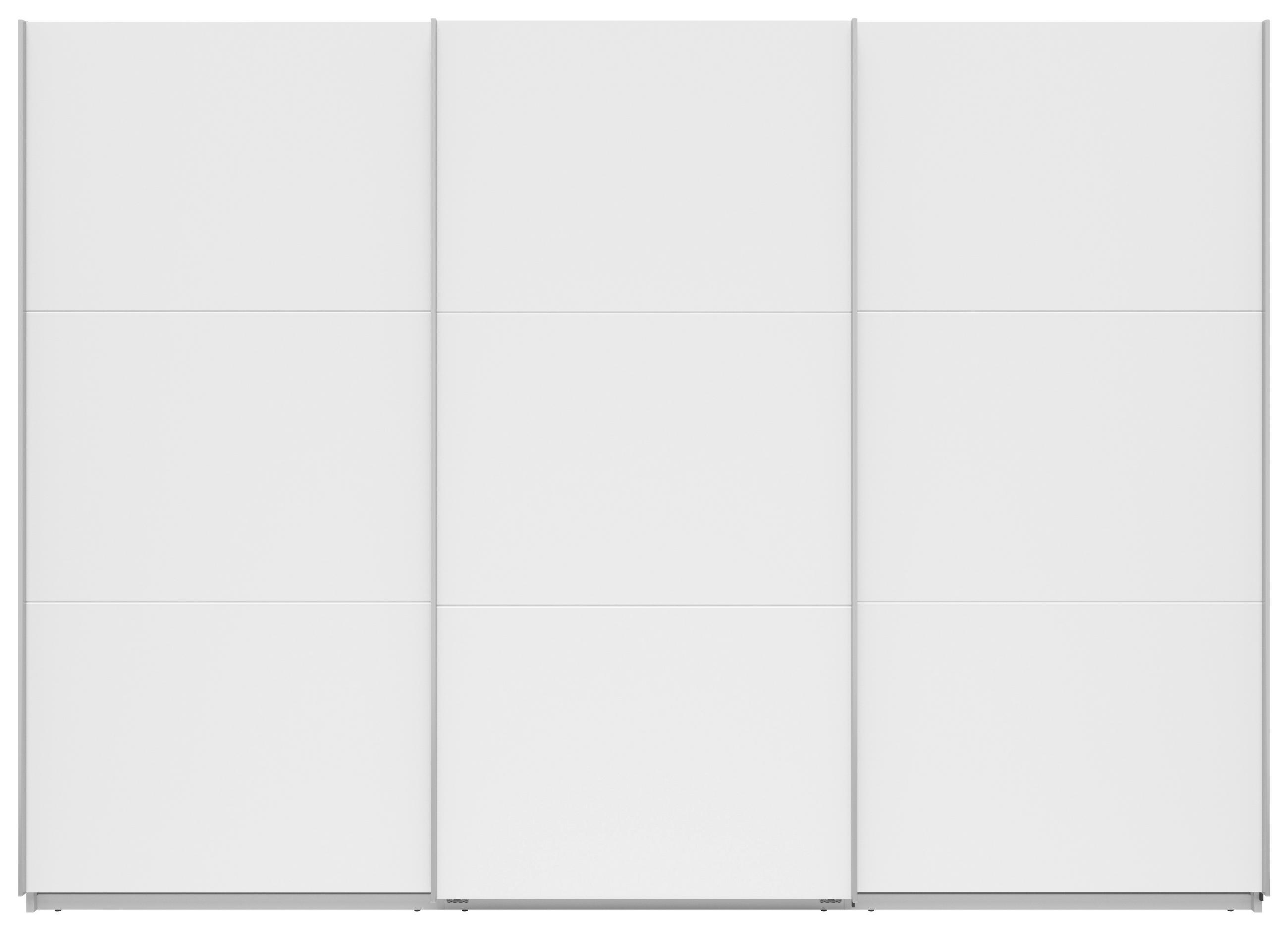 SCHWEBETÜRENSCHRANK  in Weiß  - Silberfarben/Weiß, Basics, Holzwerkstoff/Metall (300/216/64cm) - Boxxx