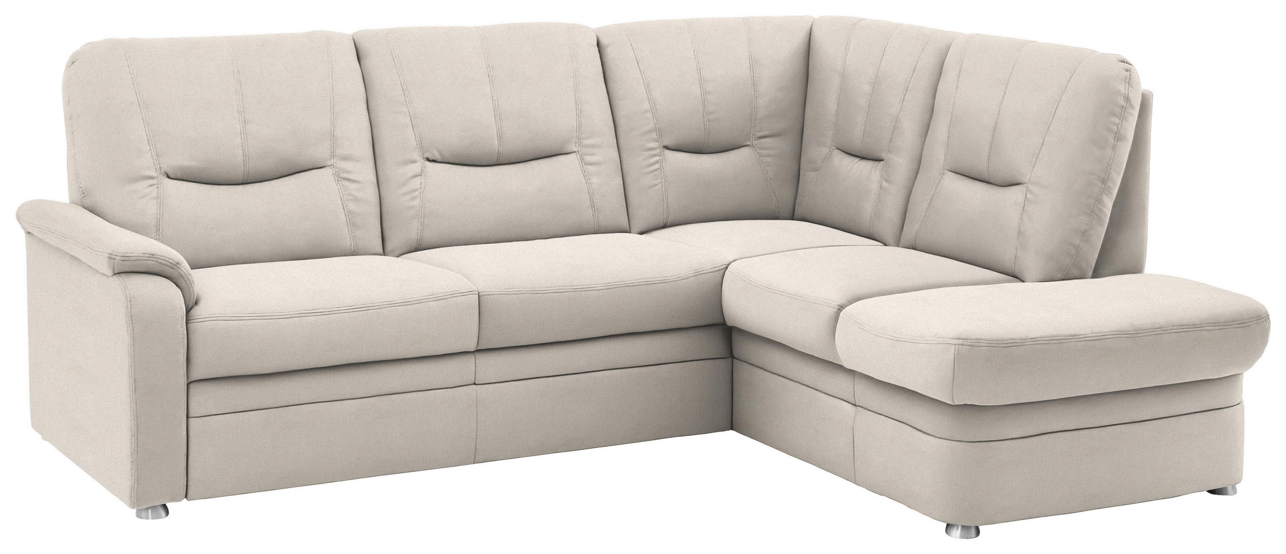 ECKSOFA Chenille Naturfarben  - Schwarz/Naturfarben, Konventionell, Kunststoff/Textil (235/185cm) - Beldomo Comfort