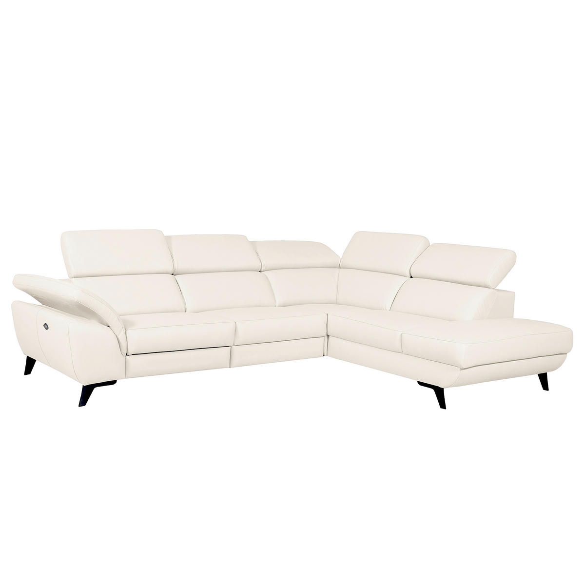 ECKSOFA DALLAS in Echtleder Creme  283/228 cm  - Creme/Schwarz, Design, Leder/Metall (283/228cm) - Livetastic