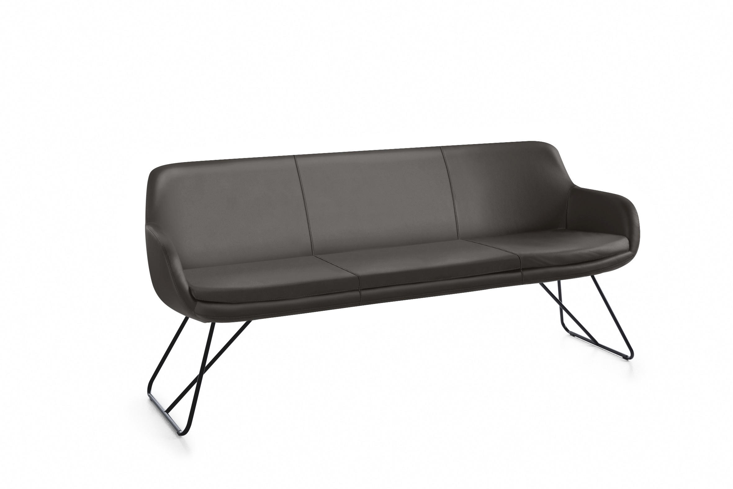 SITZBANK 180/87/65 cm Echtleder Dunkelbraun Metall - Dunkelbraun/Schwarz, Design, Leder/Metall (180/87/65cm) - Musterring