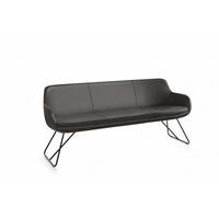 SITZBANK 180/87/65 cm Echtleder Dunkelbraun Metall  - Dunkelbraun/Schwarz, Design, Leder/Metall (180/87/65cm) - Musterring