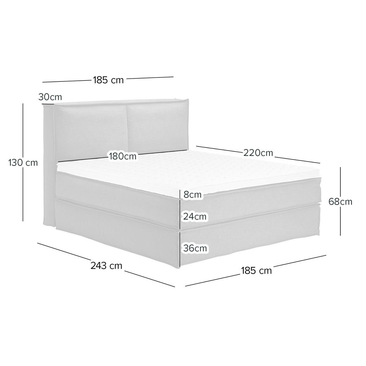 BOXSPRINGBETT 180/220 cm  in Anthrazit  - Anthrazit/Schwarz, Design, Kunststoff/Textil (180/220cm) - home24