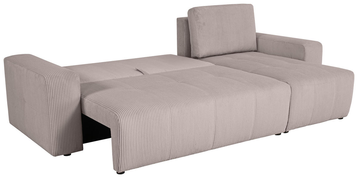 ECKSCHLAFSOFA  mit Cord Hellbraun  - Hellbraun/Schwarz, KONVENTIONELL, Textil (248/146cm) - Xora