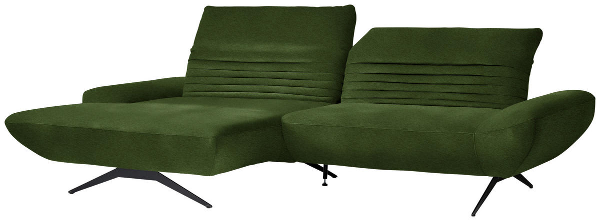 ECKSOFA  in Teddystoff Grün  170-195/280 cm  - Schwarz/Braun, Design, Textil/Metall (170-195/280cm) - Dieter Knoll