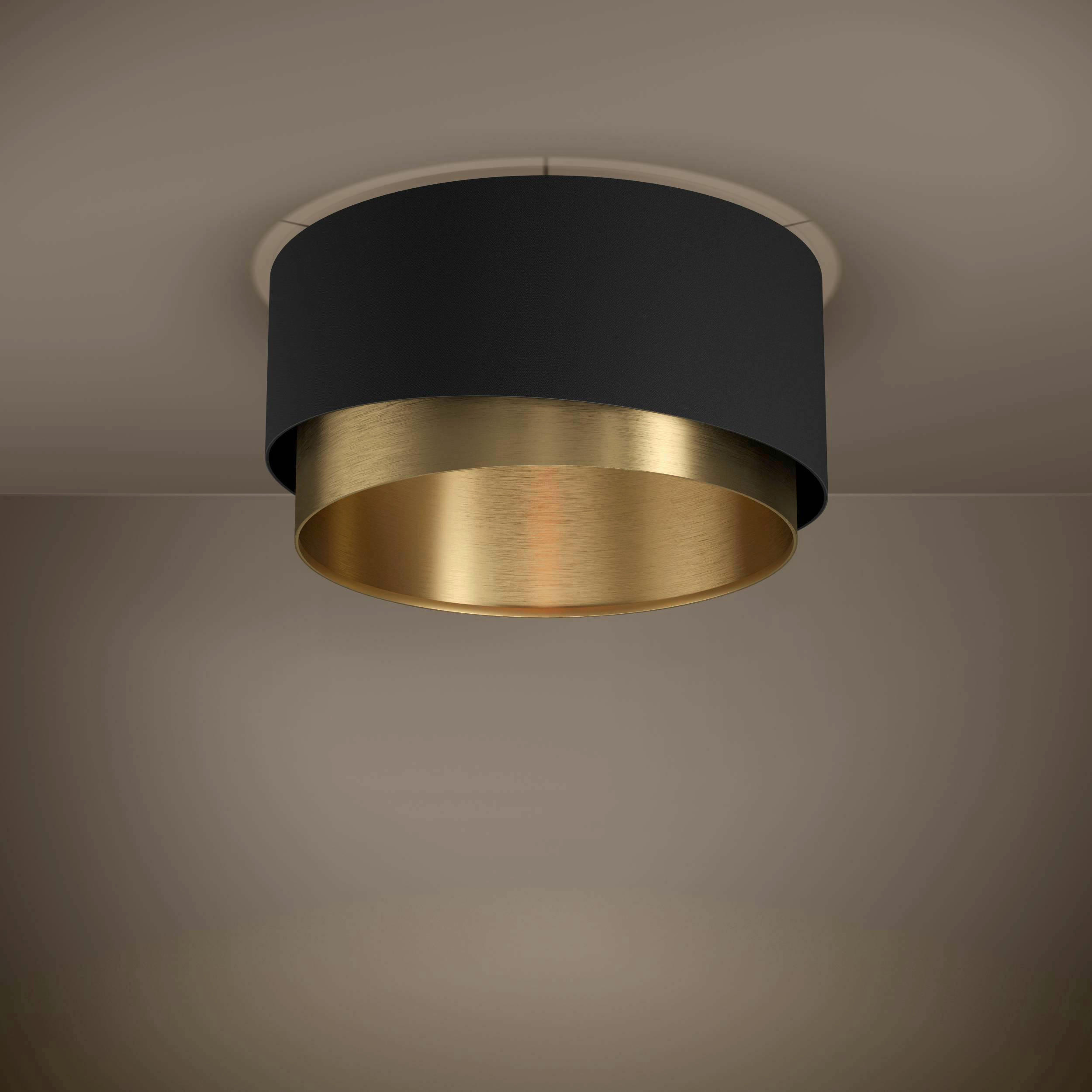 DECKENLEUCHTE  45/22 cm    - Messingfarben/Schwarz, Design, Textil/Metall (45/22cm)