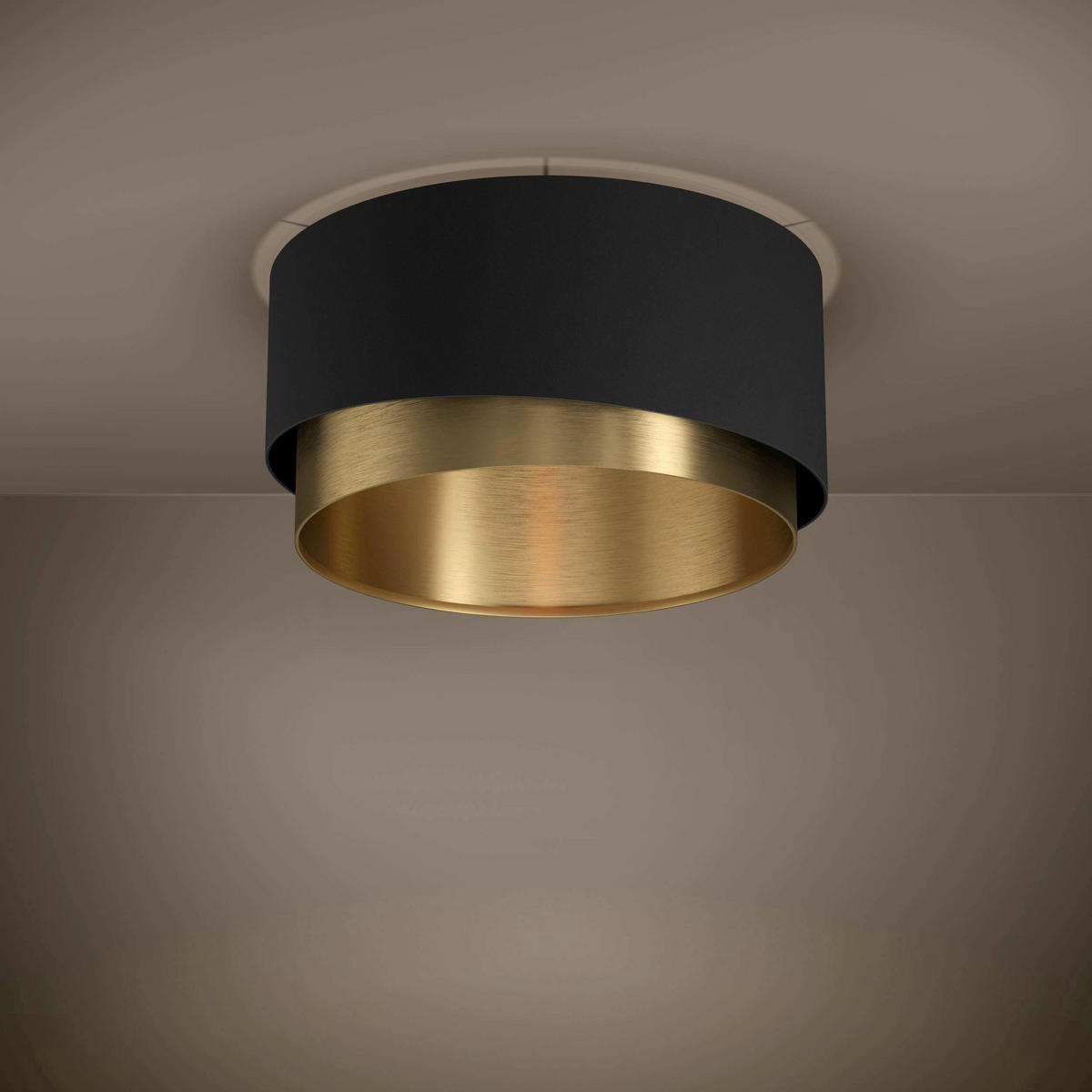 DECKENLEUCHTE  45/22 cm    - Messingfarben/Schwarz, Design, Textil/Metall (45/22cm)