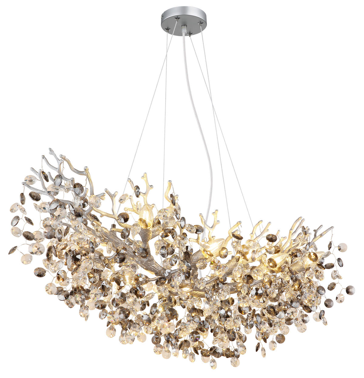 KRONLEUCHTER 100/45/120 cm   - Klar/Silberfarben, KONVENTIONELL, Glas/Metall (100/45/120cm)