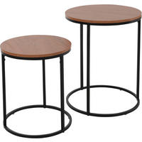 BEISTELLTISCHSET in Metall, Holzwerkstoff 40/40/50 cm  - Schwarz/Braun, Basics, Holzwerkstoff/Metall (40/40/50cm)