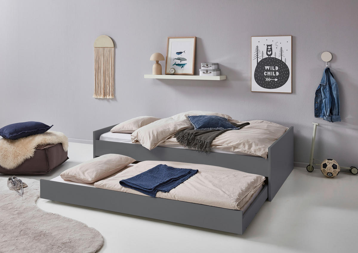 BODENBETT. 120/200 cm  in Anthrazit  - Anthrazit, LIFESTYLE, Holz/Holzwerkstoff (120/200cm) - Stylife