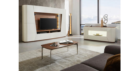 WOHNWAND 300/205/52 cm in Nussbaumfarben, Sandfarben - Sandfarben/Nussbaumfarben, Design, Holz/Holzwerkstoff (300/205/52cm) - Ambiente