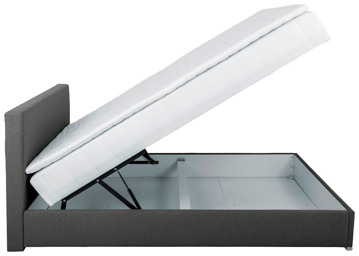 BOX KREVET BEZ OPRUGA 90/200 cm     tamnosiva  - tamnosiva/boja hroma, Konvencionalno, tekstil/plastika (90/200cm) - Carryhome