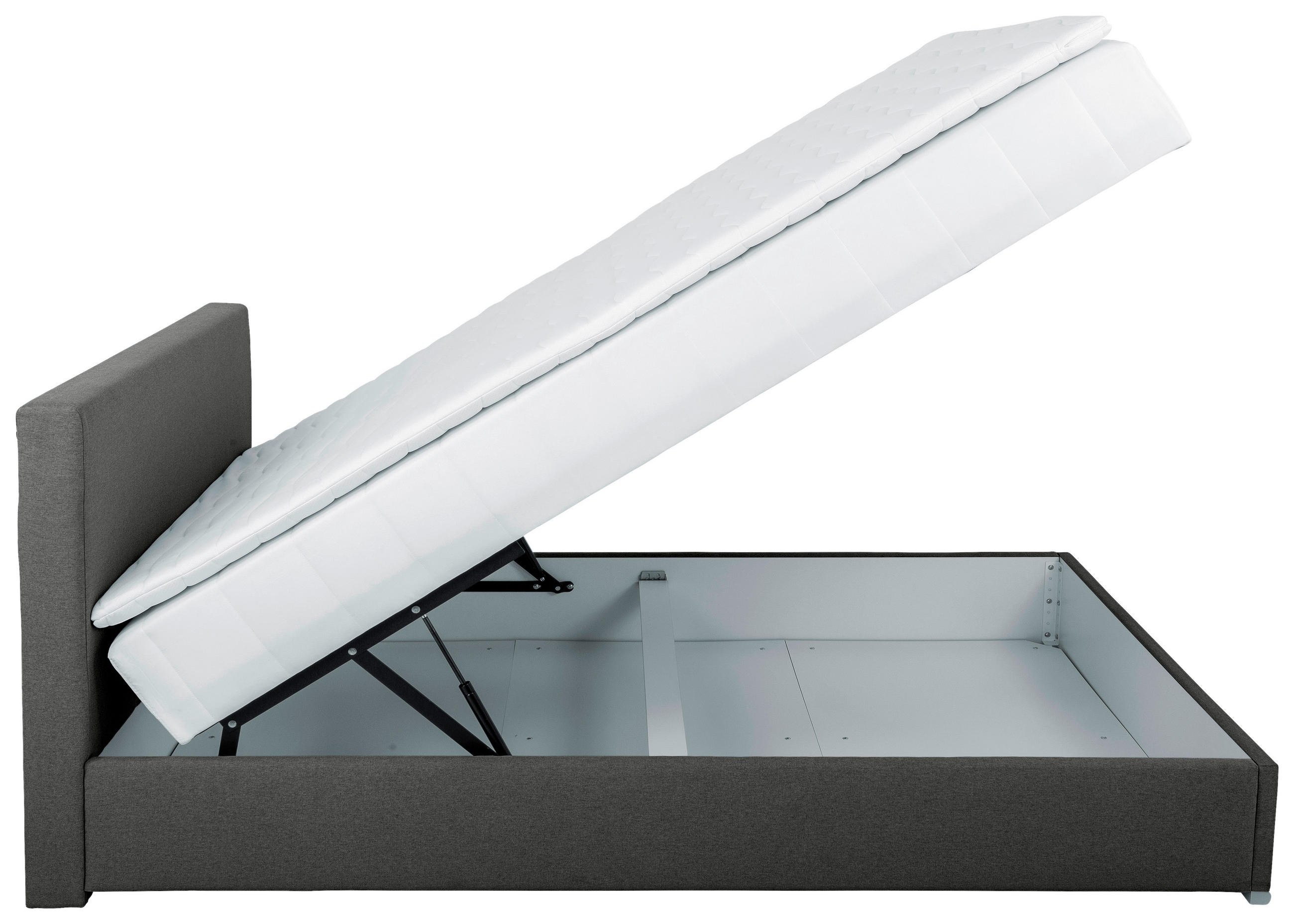 Thumbnail - Boxxx Boxbett, Dunkelgrau, Textil, H3, Höhe ca. 22 cm, 120x200 cm, Topper durchgehend, in verschiedenen Größen erhältlic...