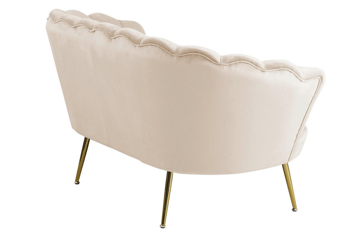 2-SITZER-SOFA in Samt Beige  - Beige/Goldfarben, MODERN, Textil/Metall (136/78/77cm) - Livetastic