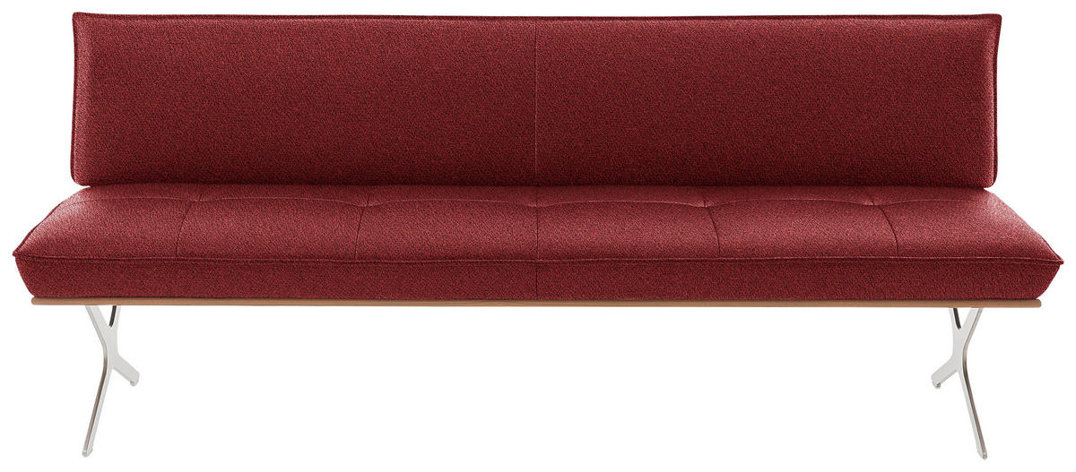 SITZBANK in Holz, Textil Rot, Nussbaumfarben, Nickelfarben  - Edelstahlfarben/Rot, Design, Holz/Textil (214/88/66cm) - Koinor