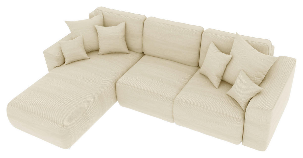 ECKSOFA in Cord Beige  - Chromfarben/Beige, Konventionell, Kunststoff/Textil (195/293cm) - MID.YOU