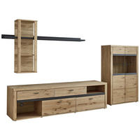 WOHNWAND  in Eichefarben, Grau  320,2/189,3/50,2 cm   - Eichefarben/Grau, Design, Glas/Holz (320,2/189,3/50,2cm) - Modante