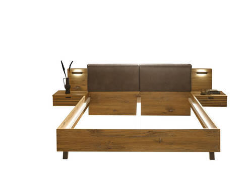 SET KREVETA I NOĆNIH ORMARIĆA 180/200 cm boje hrasta - boje hrasta, Moderno, drvni materijal (180/200cm) - Hom`in