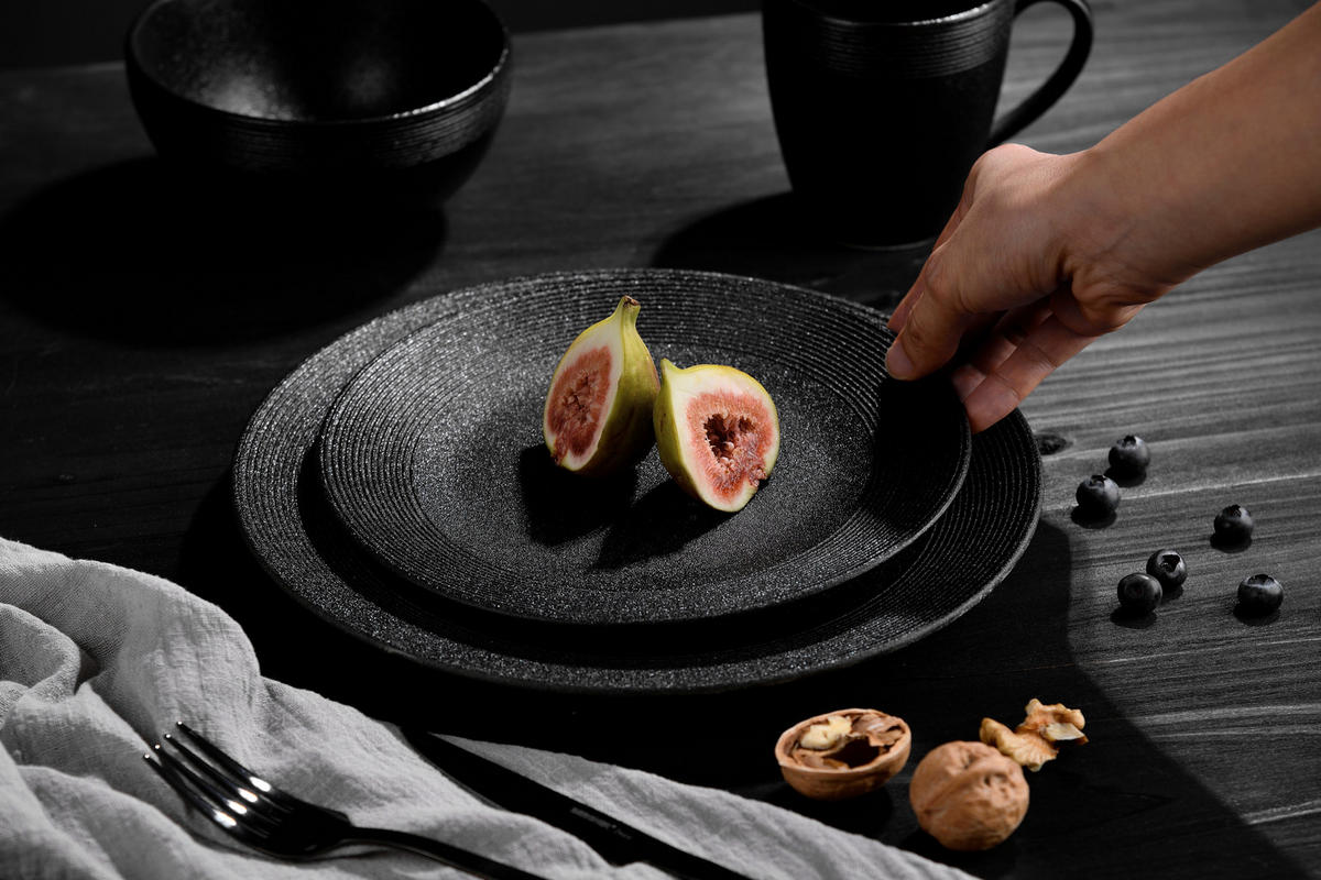 KOMBISERVICE 16-teilig  - Schwarz, Lifestyle, Keramik (36.5/33.5/33.5cm) - Novel