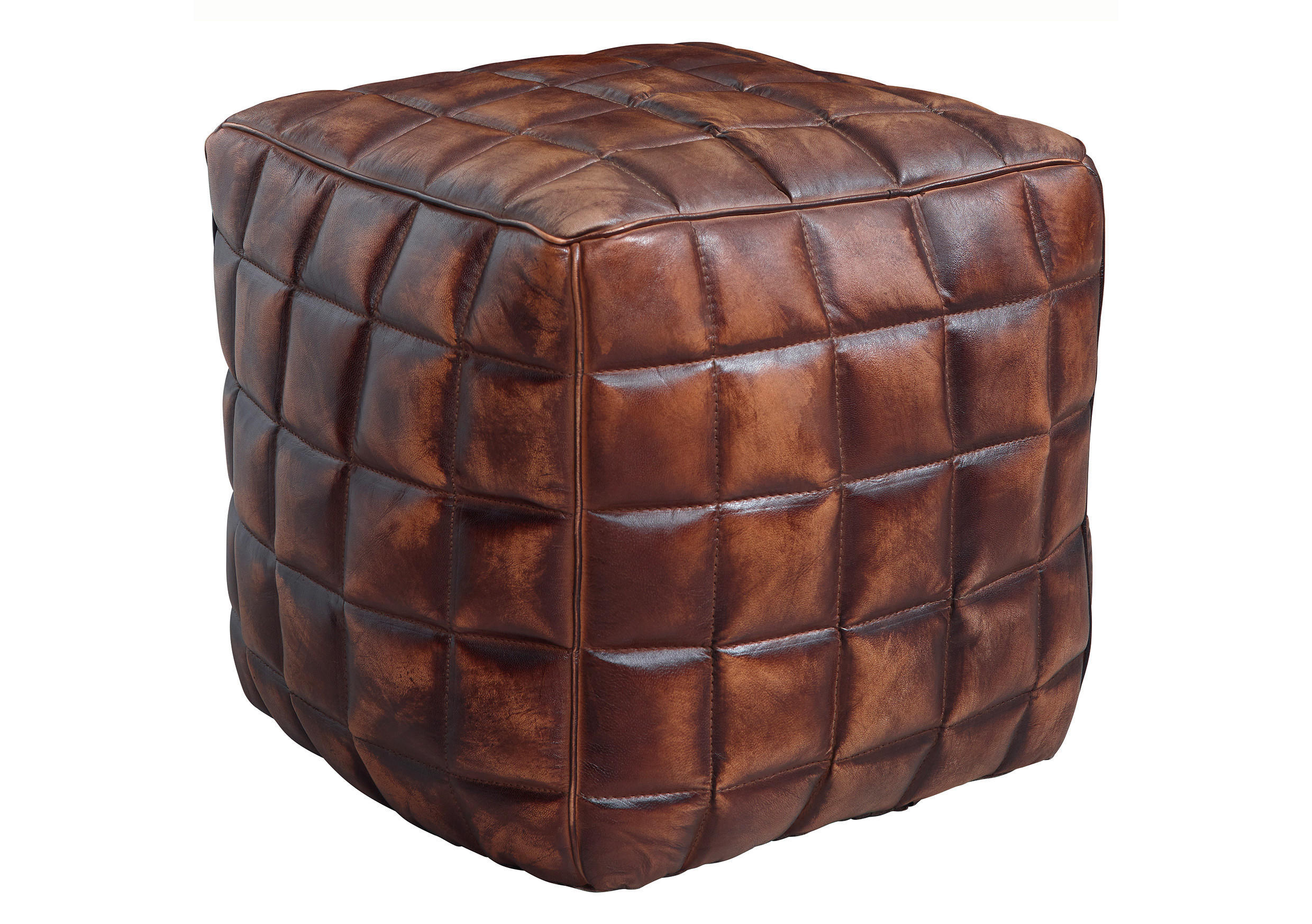 SEDACÍ KOSTKA, 39/41/39 cm - hnědá, Natur, kůže (39/41/39cm) - MID.YOU