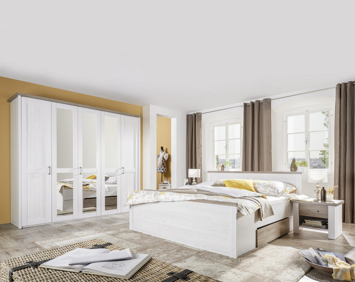 ÁGYSZETT 180/200 cm  fehér, szarvasgomba tölgy  - szarvasgomba tölgy/fehér, Modern, faalapú anyag (180/200cm) - Carryhome